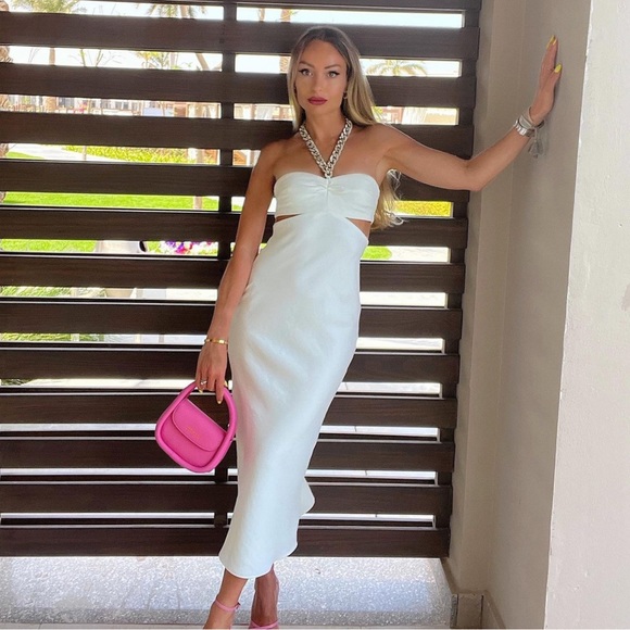 ZARA Cut Out Dress Chain Strap White - Picture 3 of 13